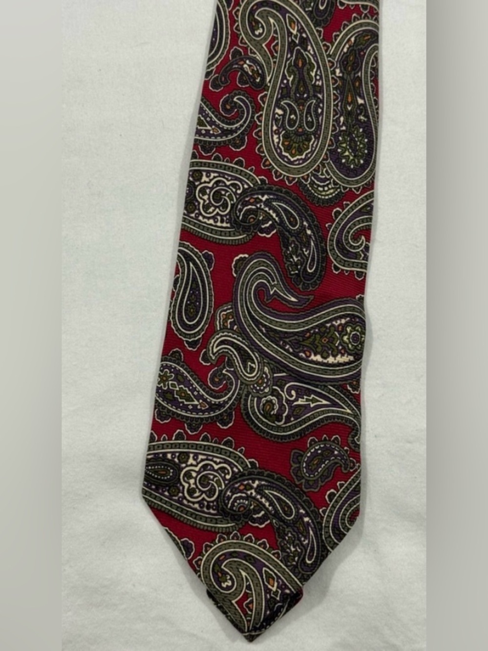 Polo Ralph Lauren Paisley 100% Silk Tie Classic Mens Handmade 58 Red Purple Sage